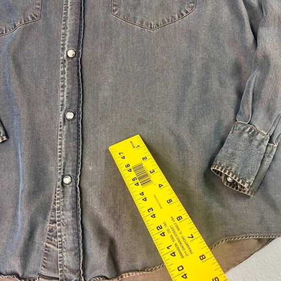 Acorn by Bob Goldfeder Mens M Blue Tencel Pearl Snap Shirt Made In Italy - Picture 4 of 9